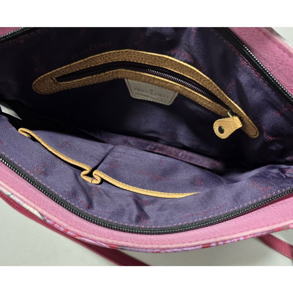 Anuschka Peacock/Rose Hand Painted Leather Crossbody/Shoulder Bag-Rosie Reverie - Picture 14 of 16